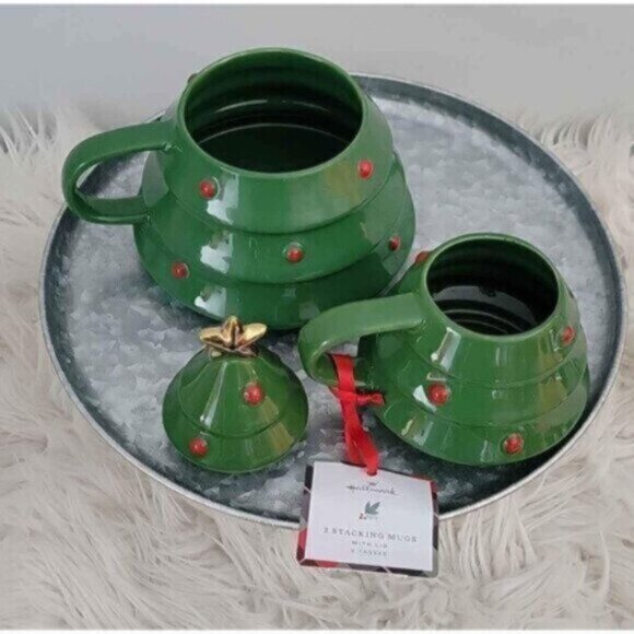 Hallmark Holiday Christmas Tree Stacking Mugs Set NWT - Picture 4 of 6